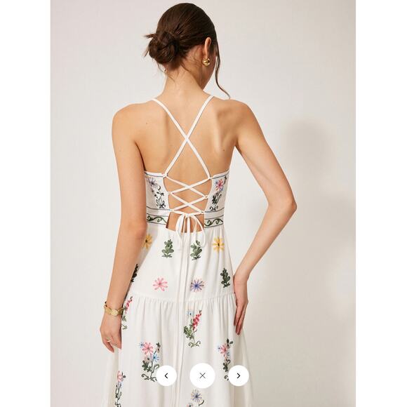 NWT Commense Boho Lace-Up Back Cami Dress Sz L